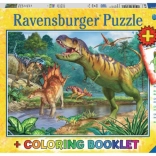 Puzzle lumea preistorică a dinozaurilor XXL 100 piese + carte de colorat RAVENSBURGER