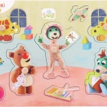 Puzzle din lemn cu piese de inserat Bobaski i Miś – 8 piese