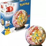 Puzzle 3D sferă POKÉMON – 72 piese pe suport