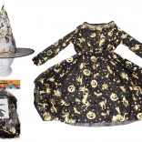 Costum de carnaval de vrăjitoare – auriu (rochie și pălărie)