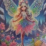 Pictură cu diamante pe pânză Zâna iernii 23x30cm