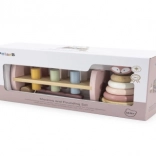 Viga PolarB Piramidă din lemn și jucărie cu ciocan Vulpea Montessori