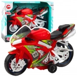 Motocicletă de curse jucărie cu efecte de lumini și sunete roșie