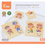 VIGA puzzle educativ din lemn pentru îmbrăcarea copiilor, 28 piese