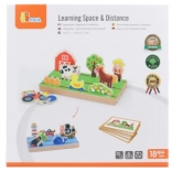 Viga puzzle educativ din lemn despre învățarea distanțelor 2 în 1