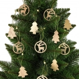Decorațiuni de Crăciun din lemn – set de 12 bucăți, brăduț și ren