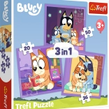 Puzzle TREFL Faceți cunoștință cu Bluey 3în1