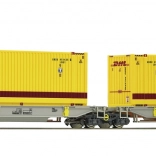 Vagon container articulat Roco Sdggmrs/T2000 AAE cu containere DHL, H0