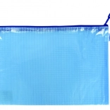 Plic cu fermoar A4 albastru, tip plasă