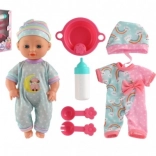 Păpușă bebeluș cu corp solid și accesorii, 25 cm