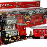 Trenuleț clasic pe baterii cu fum, sunete și efecte de lumină
