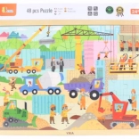 Puzzle din lemn cu 48 de piese – utilaje de construcții