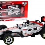 Mașină sport de curse cu mecanism 1:9, argintie, lumini și sunete