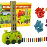 Mașinuță verde DINOSAUR cu baterii care așează domino colorat
