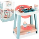 ecoiffier nursery set pentru hrănirea păpușilor cu scaun de masă și accesorii, 7 piese