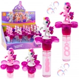 Bețișor banc cu motiv de unicorn cu floare rotativă și lumină LED 20 cm