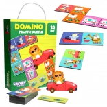 Joc Educațional Animale în Transport Puzzle Domino Montessori