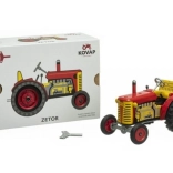 Tractor Zetor roșu cu jante din plastic cu cheiță 1:25