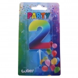 Lumânare de petrecere numărul 2, curcubeu