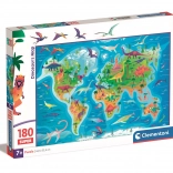 Clementoni puzzle hartă cu dinozauri 180 piese