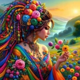 Pictură cu diamante – fată în val de culori 30 × 40 cm