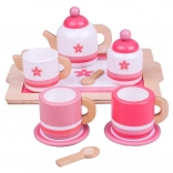 Set de ceai din lemn roz Bigjigs Toys