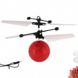Mingea zburătoare tip elicopter cu senzor de mișcare, luminoasă, încărcare USB – roșie