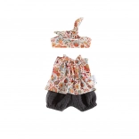 Tunică cu pantaloni scurți și curea pentru păpușă de 38 cm – pajiște cu flori