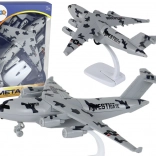 Model de avion militar gri UNITED cu lumini, sunete și mecanism cu inerție