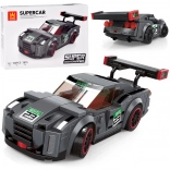 Set tehnic de construcție mașină sport gri, 166 piese cu autocolante