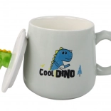 Cană ceramică cu model de dinozaur și capac 350 ml
