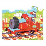 Puzzle din lemn cu tren, 9 piese – BIGJIGS TOYS