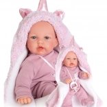 Antonio Juan Petit păpușă realistă cu sunete, corp textil moale, 27 cm