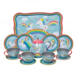 Schylling set de ceai cu unicorn, set metalic de 15 piese pentru copii
