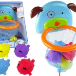 Jucărie de baie mini baschet cu cățeluș și peștișori de gumă