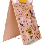 Placă senzorială din lemn, față-verso, Zoo