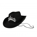 Pălărie de cowboy neagră cu coroană pentru doamne