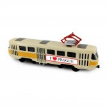 Tramvai retro metalic PRAGUE T3 16 cm cu mecanism de întoarcere