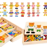 Puzzle din lemn – îmbrăcarea ursuleților