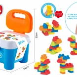 set de cuburi de construcție moi cu box de depozitare în formă de scăunel – albastru