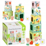 Piramida clasică cu cuburi Motiv forestier pentru copii