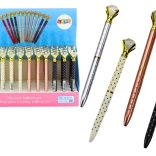 Pix cu bilă cu „diamant”, cu buline, cerneală albastră 0,7 mm (mix culori)