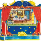 Teatru de masă pentru marionete din lemn lăcuit