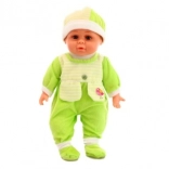 Bebeluș sonor verde – păpușă moale cu sunete