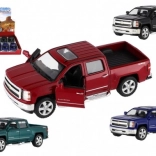 Model de mașinuță Kinsmart Chevrolet Silverado 2014 cu caroserie metalică, 1:46, 13 cm, mecanism pull-back, 4 culori