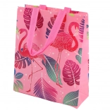 Pungă cadou roz cu model flamingo 30,5 × 24,5 × 10 cm