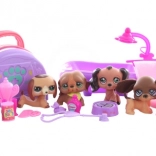 set de căței cu accesorii pentru joacă și îngrijire