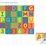 Covoraș puzzle din spumă cu litere și cifre, 36 piese din spumă EVA
