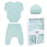 Set pentru nou-născut din 3 piese New Baby I AM albastru, măr. 56 (0–3 luni)