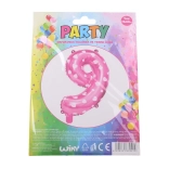 Balon gonflabil cifră 9 roz cu inimioare